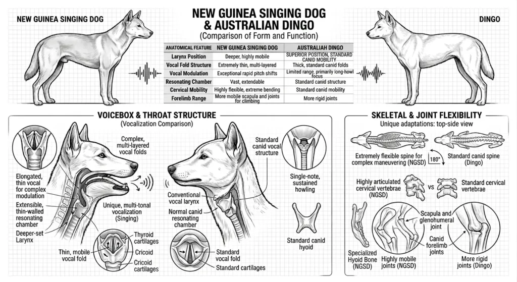New Guinea Singing Dog producing its unique harmonic howl in the wild