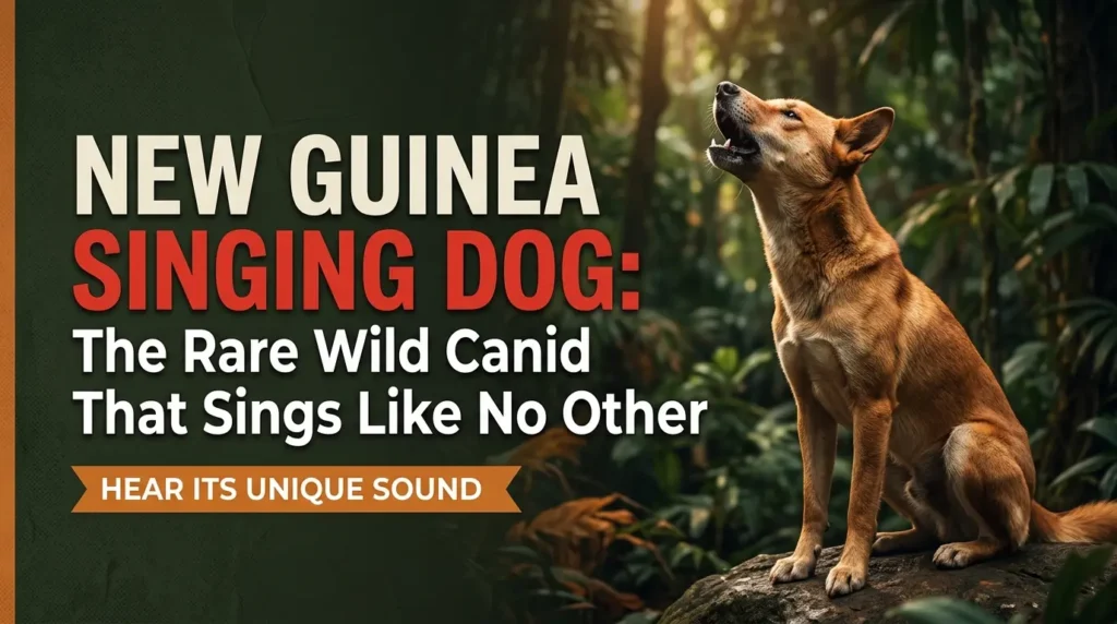 Rare New Guinea Singing Dog with fox-like features in the wild