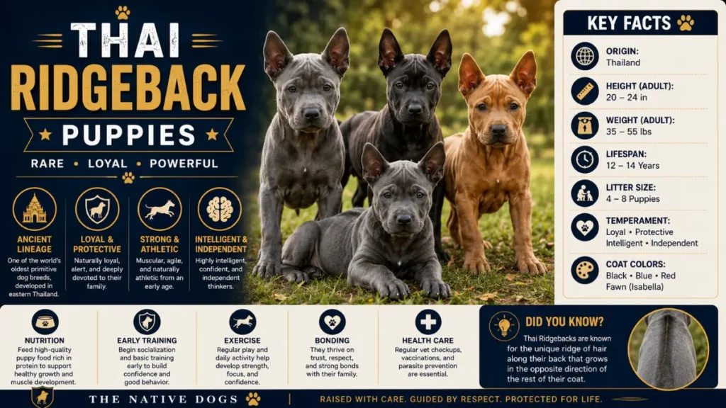 Thai Ridgeback puppies with breed traits and appearance