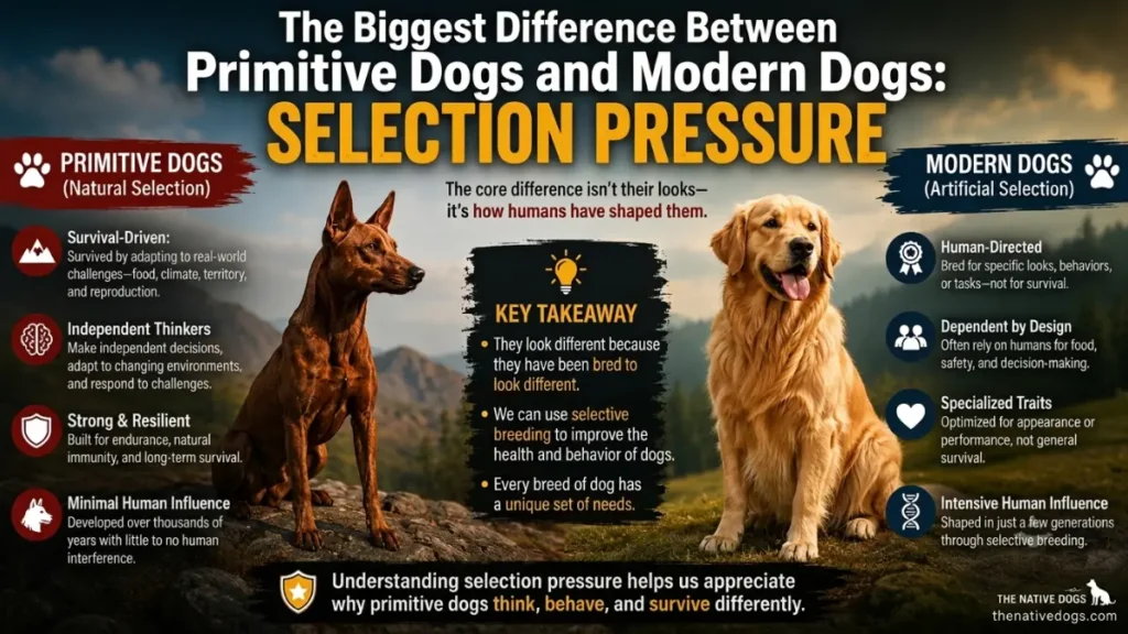 The biggest difference in selection pressure between primitive and modern dogs explained
