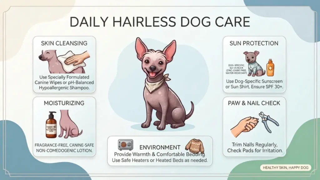 Daily hairless dog care infographic