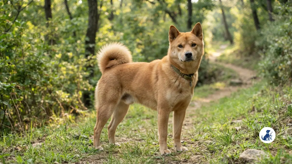 Adult Korean Jindo Dog standing outdoors