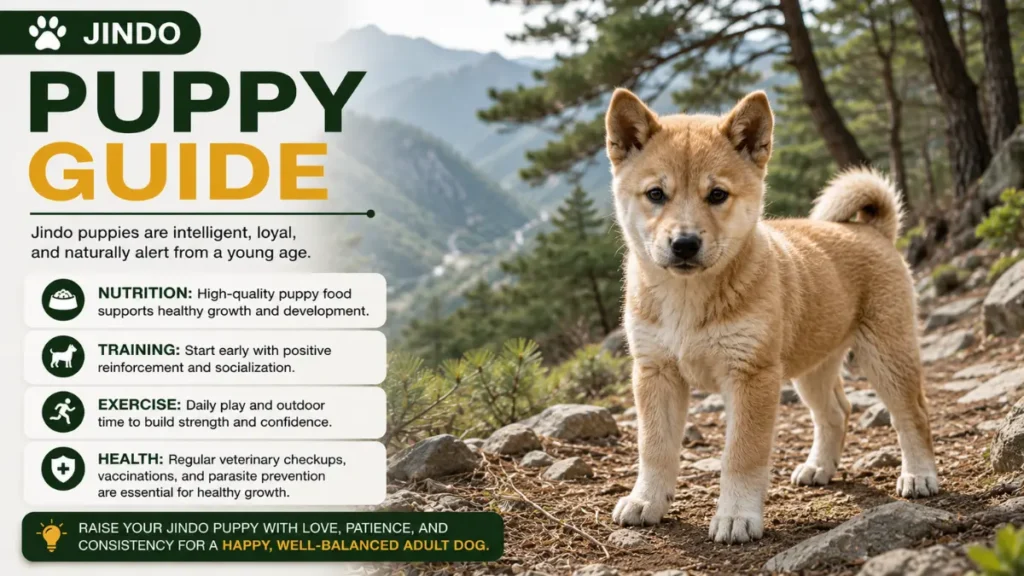 Young Jindo puppy during early socialization and training