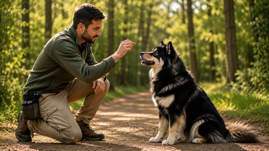 Positive reinforcement training for primitive dog breeds