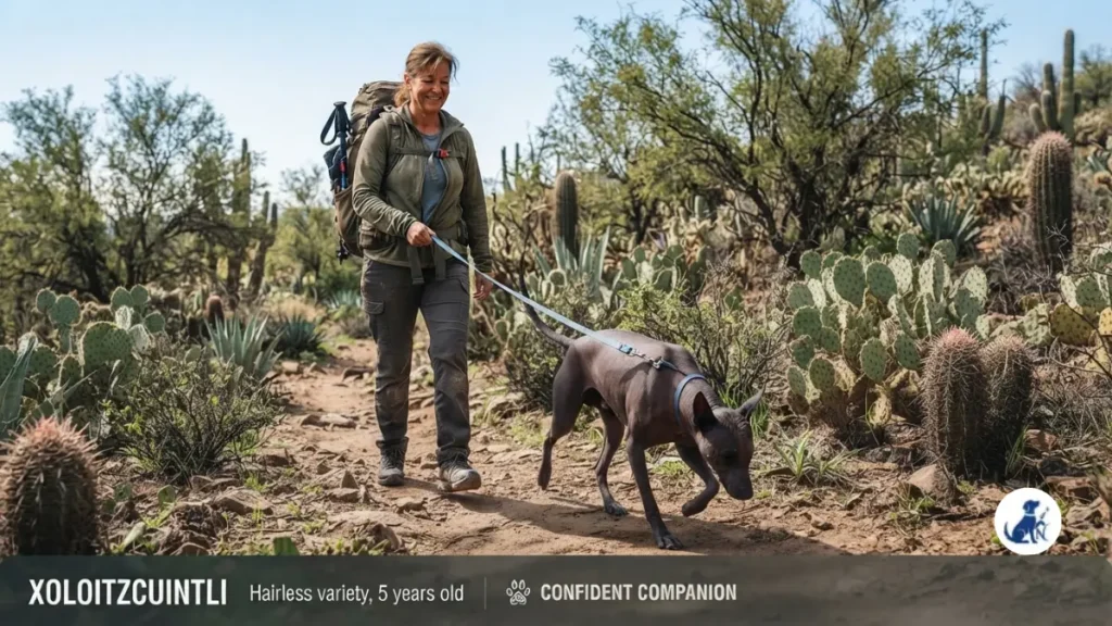 Xoloitzcuintli dog on a daily walk outdoors